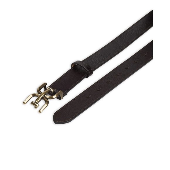 Women's Slim Stitched Edge Double-e Plaque Buckle Belt, Brown, Small🦁 - Picture 4 of 5